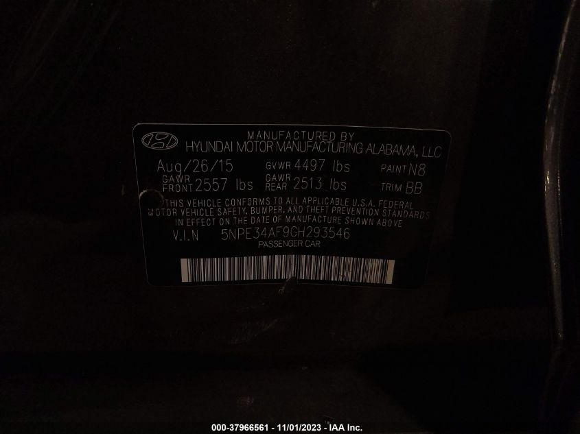 2016 HYUNDAI SONATA SPORT/LIMITED - 5NPE34AF9GH293546