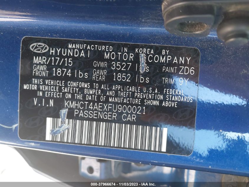 2015 HYUNDAI ACCENT GLS - KMHCT4AEXFU900021
