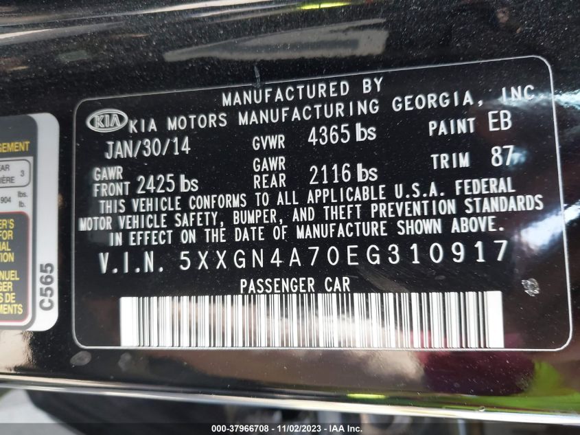 2014 KIA OPTIMA EX - 5XXGN4A70EG310917