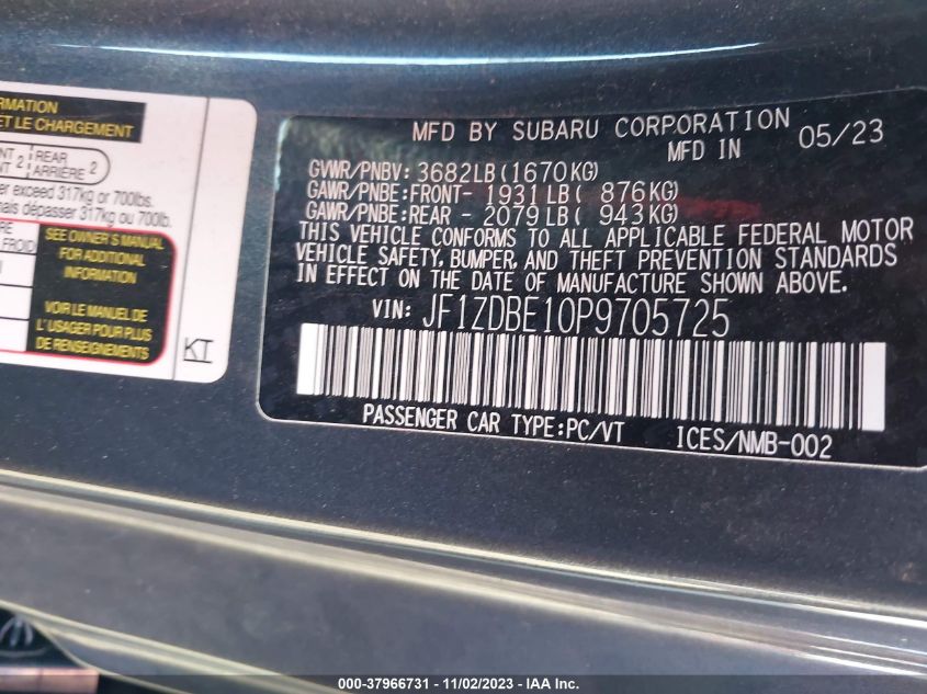 2023 SUBARU BRZ LIMITED - JF1ZDBE10P9705725
