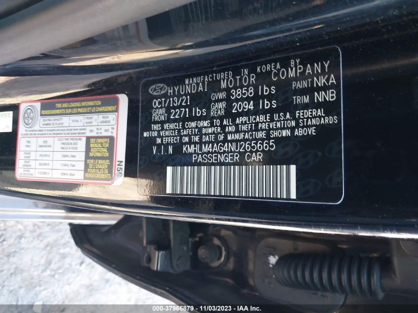 2022 HYUNDAI ELANTRA SEL - KMHLM4AG4NU265665