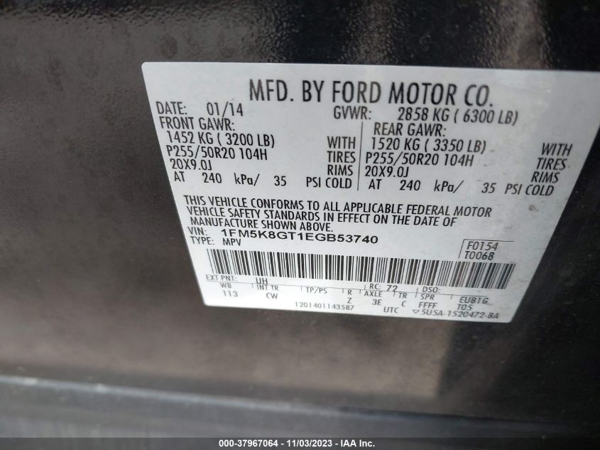 2014 FORD EXPLORER SPORT - 1FM5K8GT1EGB53740