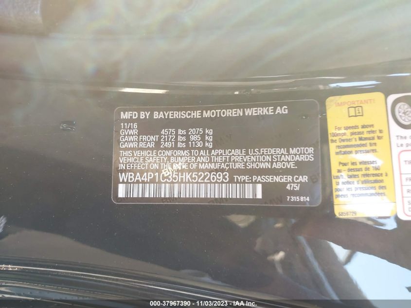 2017 BMW 440I WBA4P1C35HK522693