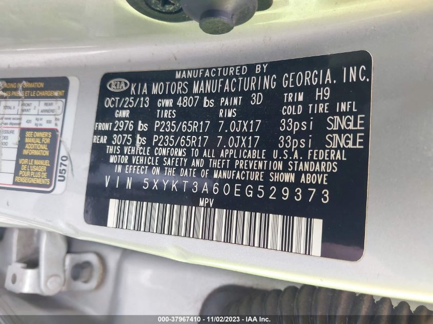2014 KIA SORENTO LX - 5XYKT3A60EG529373