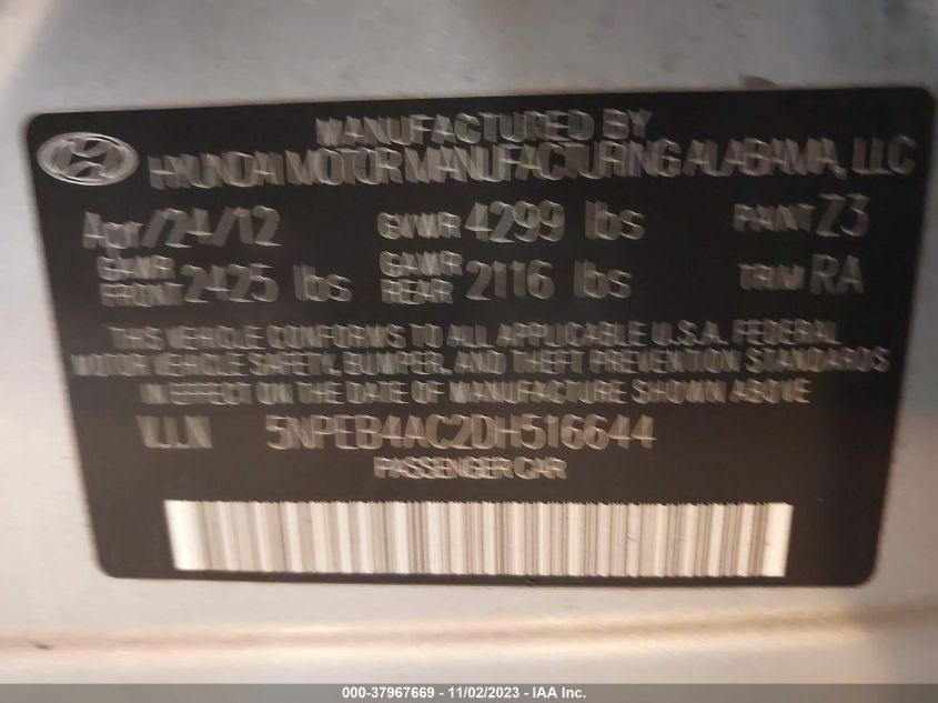 2013 HYUNDAI SONATA GLS - 5NPEB4AC2DH516644