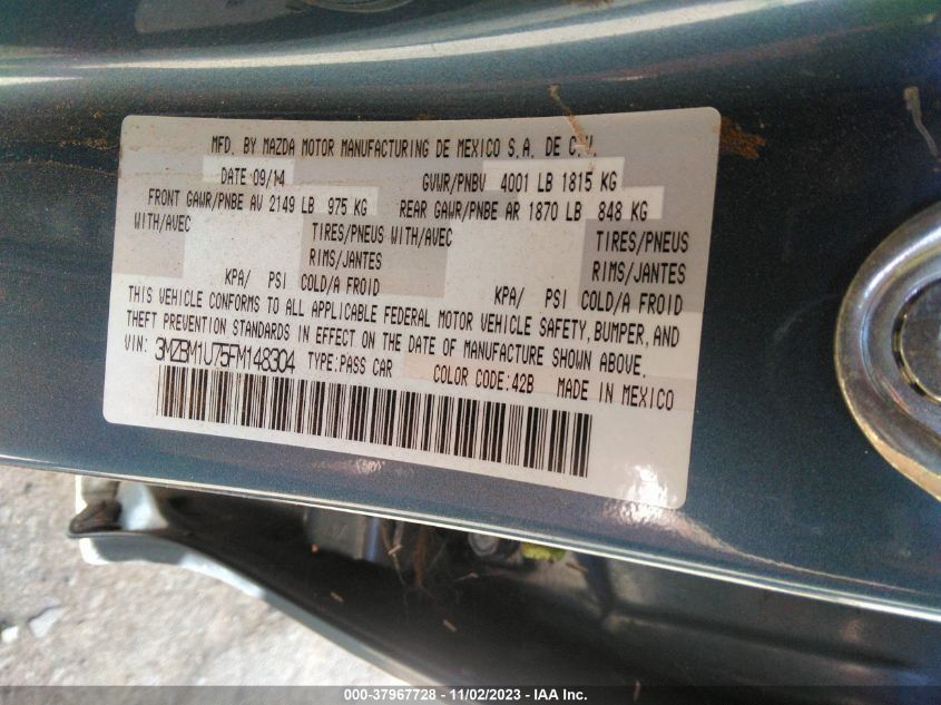 2015 MAZDA MAZDA3 I SPORT - 3MZBM1U75FM148304