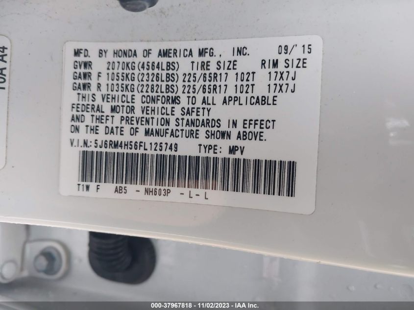 2015 HONDA CR-V EX - 5J6RM4H56FL125749