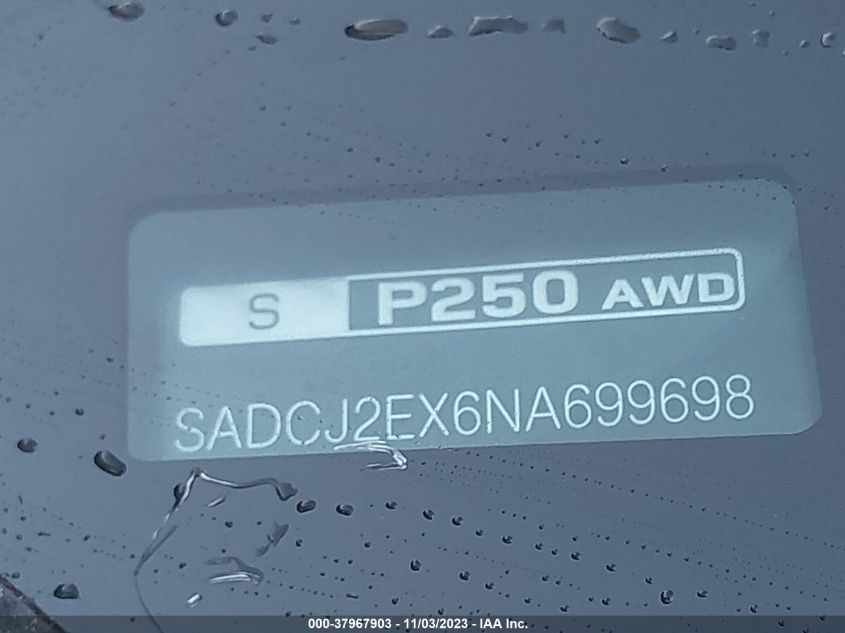 2022 JAGUAR F-PACE S - SADCJ2EX6NA699698