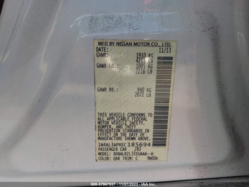2014 NISSAN ALTIMA 2.5 S - 1N4AL3APXEC185694