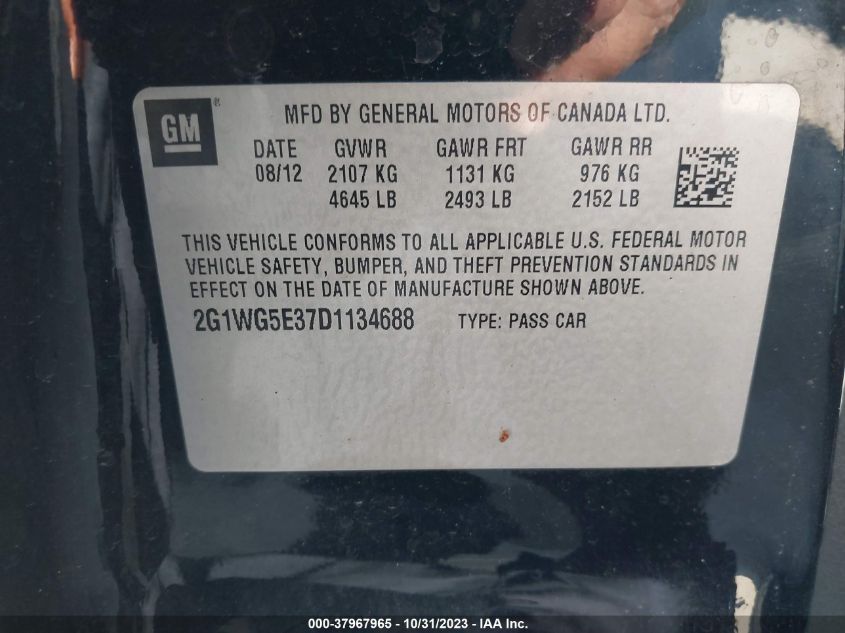 2013 CHEVROLET IMPALA LT - 2G1WG5E37D1134688