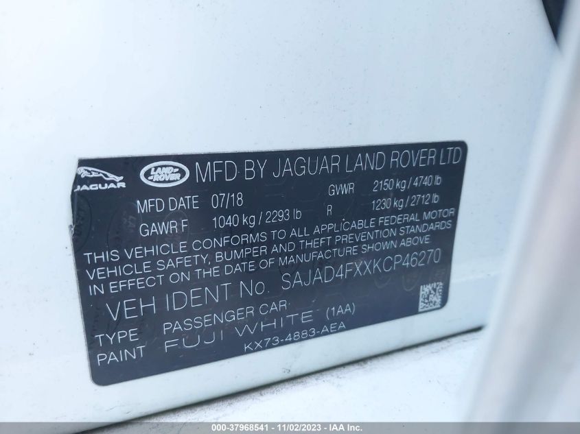 2019 JAGUAR XE PREMIUM - SAJAD4FXXKCP46270
