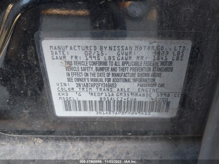 2015 NISSAN SENTRA S - 3N1AB7AP2FY249453