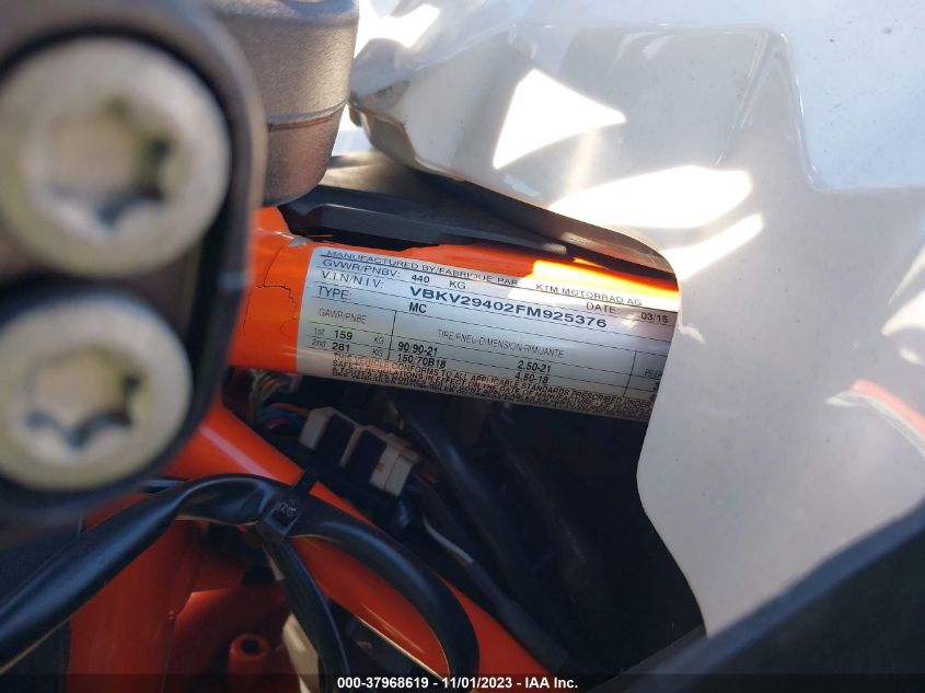 2015 KTM 1190 ADVENTURE R VBKV29402FM925376