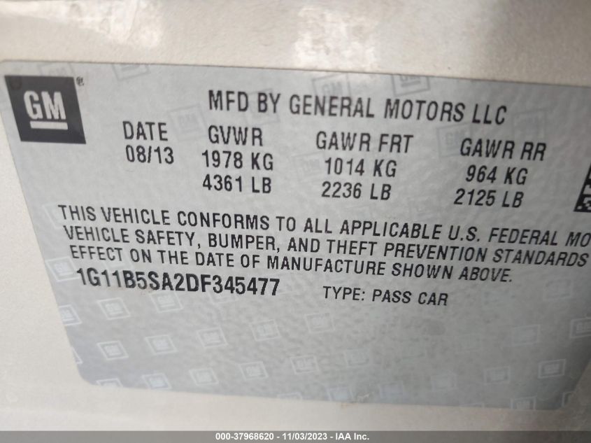 2013 CHEVROLET MALIBU LS - 1G11B5SA2DF345477