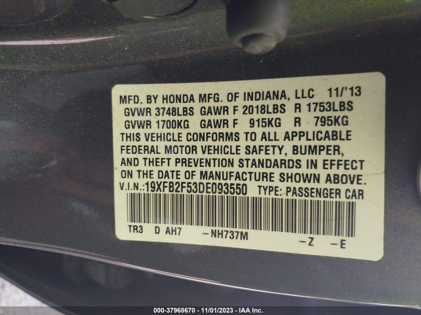 2013 HONDA CIVIC LX - 19XFB2F53DE093550