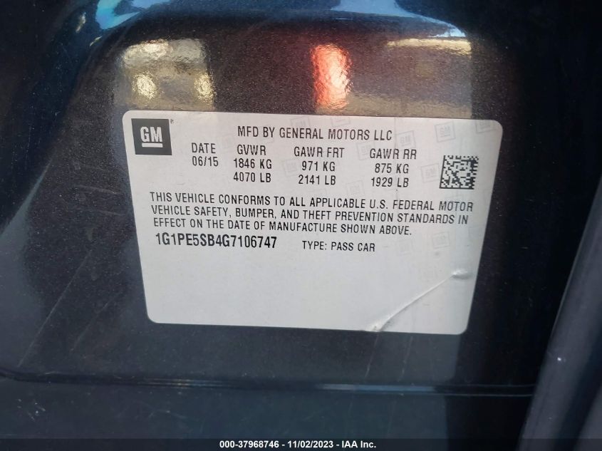 2016 CHEVROLET CRUZE LIMITED 1LT AUTO - 1G1PE5SB4G7106747