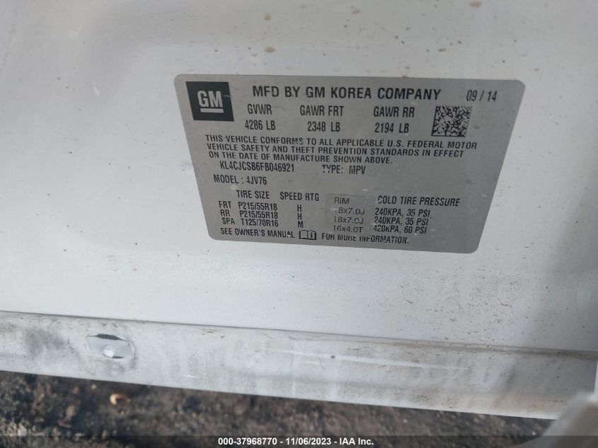 2015 BUICK ENCORE LEATHER - KL4CJCSB6FB046921