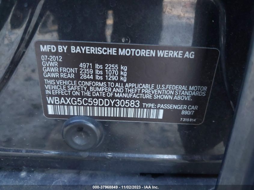 2013 BMW 5 SERIES 528I WBAXG5C59DDY30583