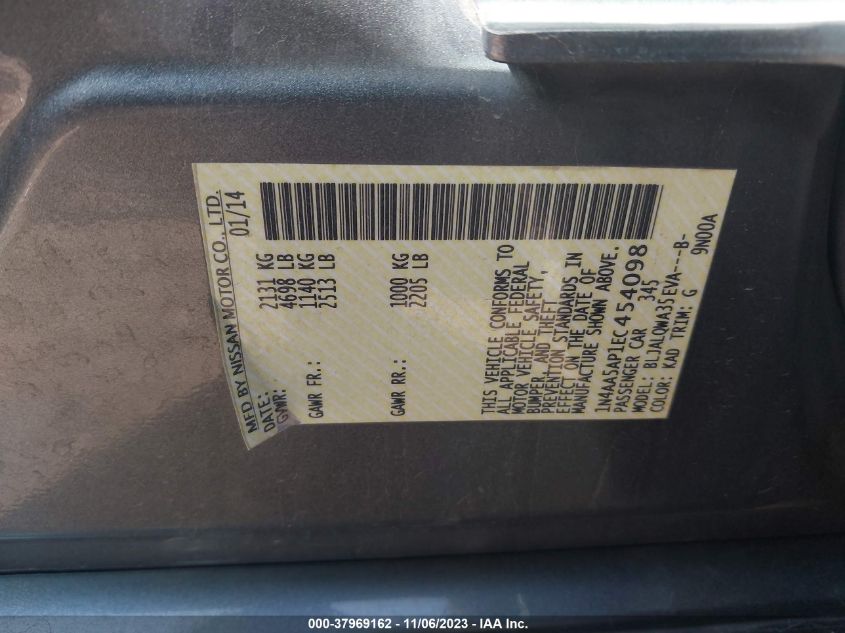 2014 NISSAN MAXIMA 3.5 S/3.5 SV - 1N4AA5AP1EC454098