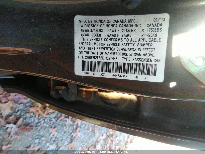 2013 HONDA CIVIC LX - 2HGFB2F52DH581443