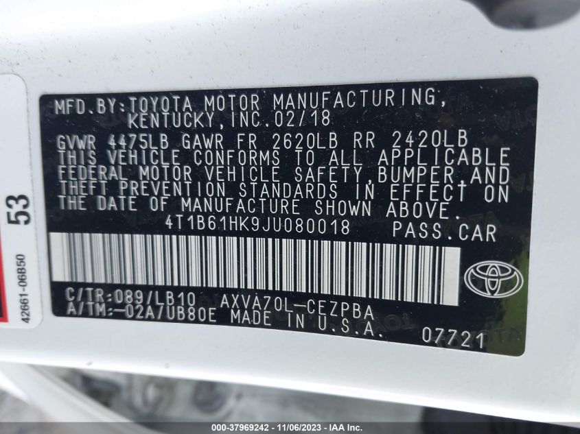 2018 TOYOTA CAMRY XSE - 4T1B61HK9JU080018