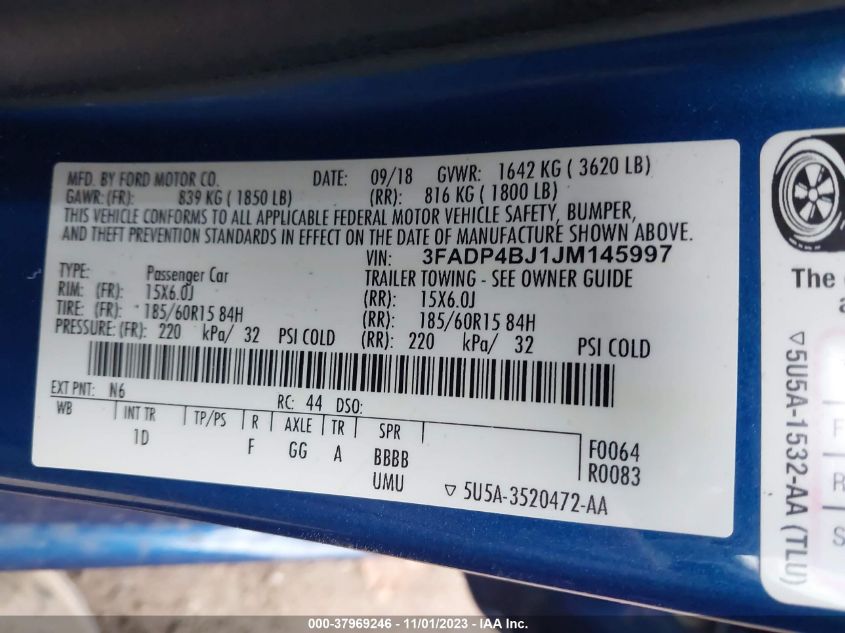 2018 FORD FIESTA SE - 3FADP4BJ1JM145997