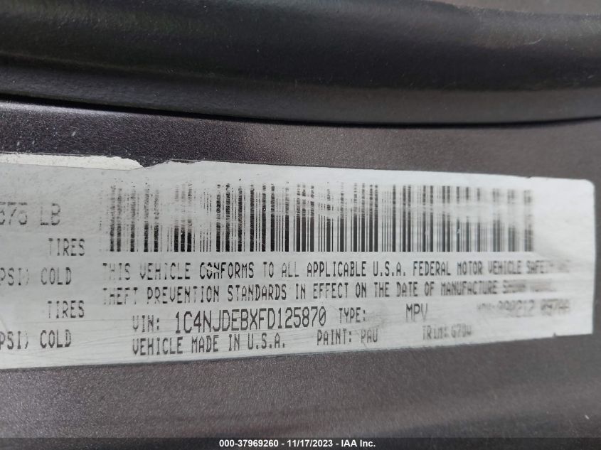 2015 JEEP COMPASS LATITUDE - 1C4NJDEBXFD125870