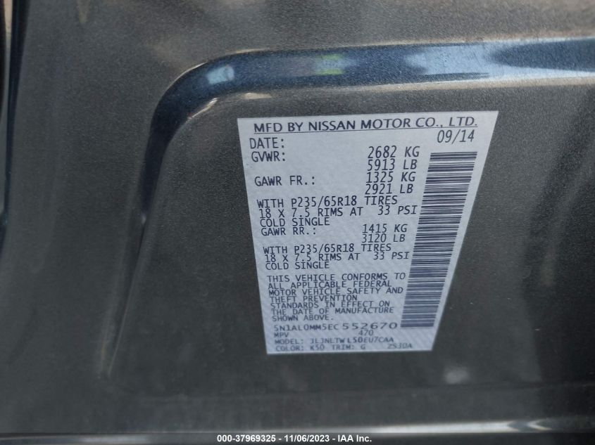 2014 INFINITI QX60 - 5N1AL0MM5EC552670