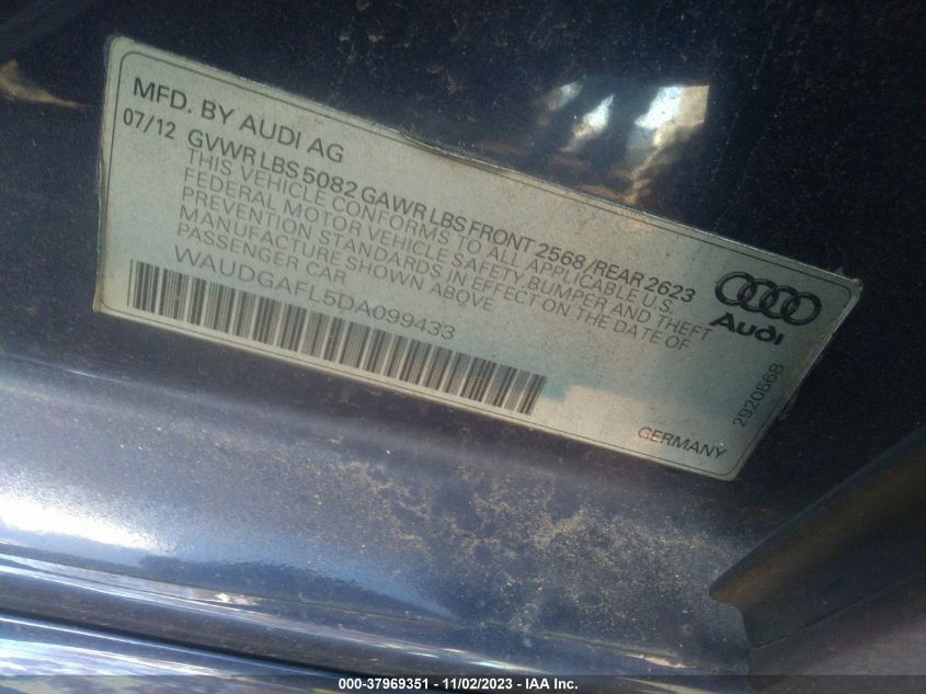 2013 AUDI S4 PREMIUM PLUS - WAUDGAFL5DA099433