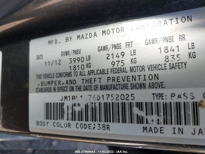 2013 MAZDA MAZDA3 I TOURING - JM1BL1L76D1752025