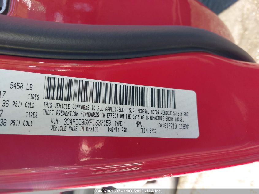 2015 DODGE JOURNEY SXT - 3C4PDCBGXFT637150