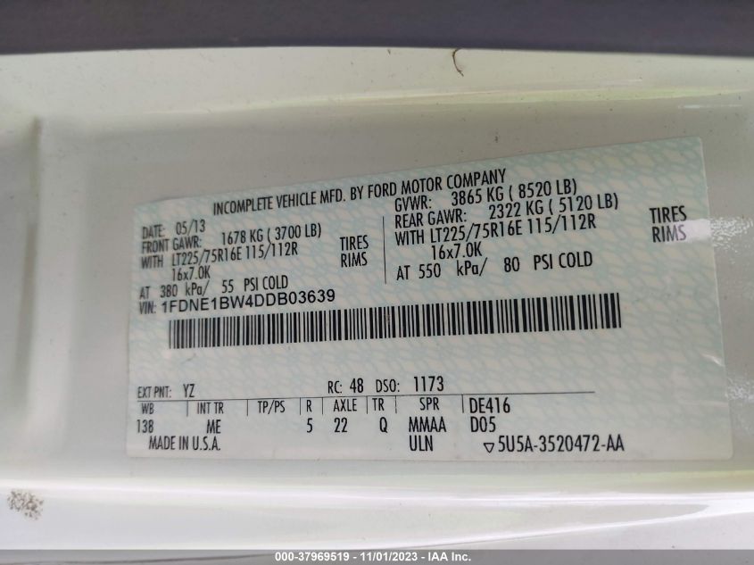2013 FORD E-150 XLT - 1FDNE1BW4DDB03639