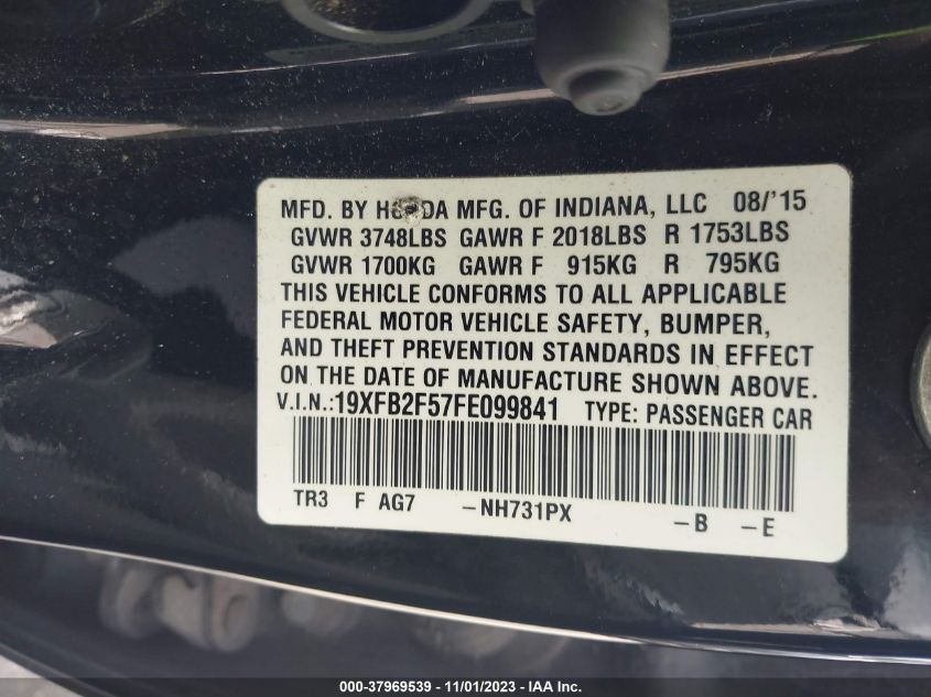 2015 HONDA CIVIC LX - 19XFB2F57FE099841