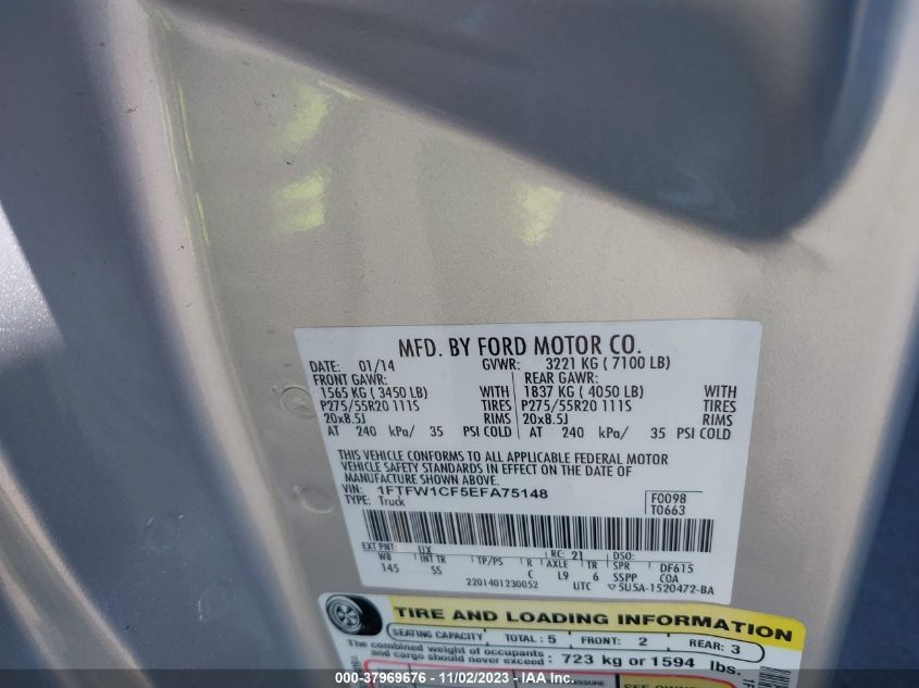 2014 FORD F-150 STX - 1FTFW1CF5EFA75148