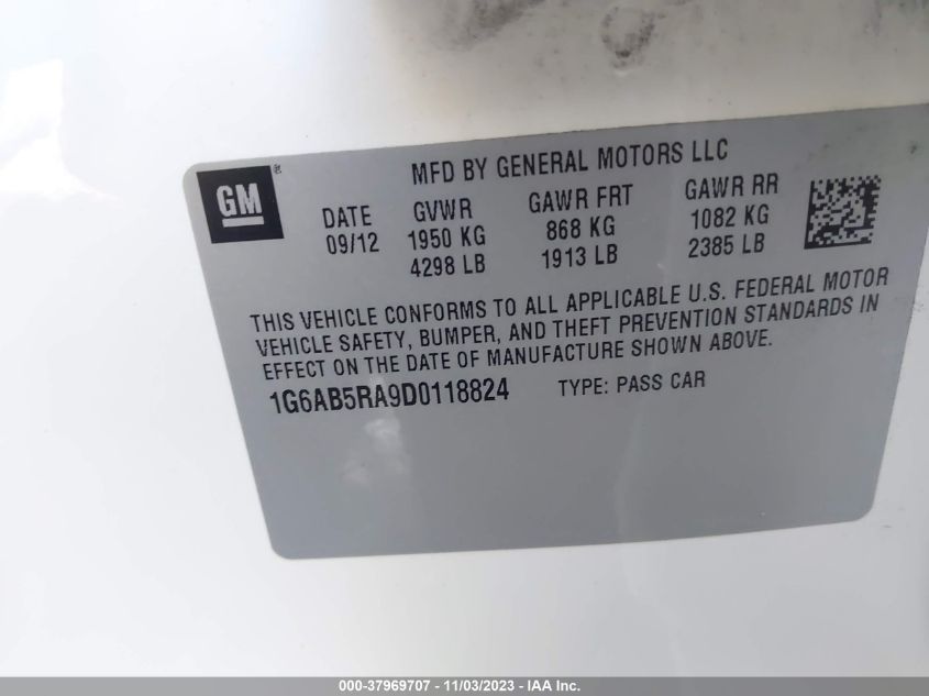 2013 CADILLAC ATS LUXURY - 1G6AB5RA9D0118824