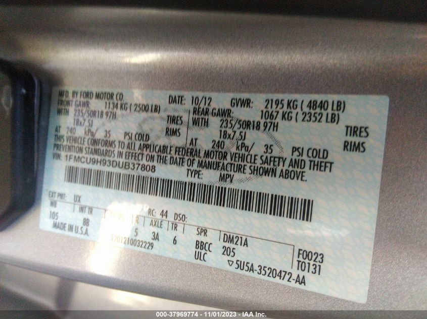 2013 FORD ESCAPE SEL - 1FMCU9H93DUB37808