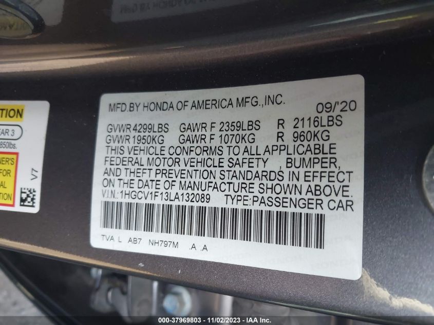 2020 HONDA ACCORD LX - 1HGCV1F13LA132089