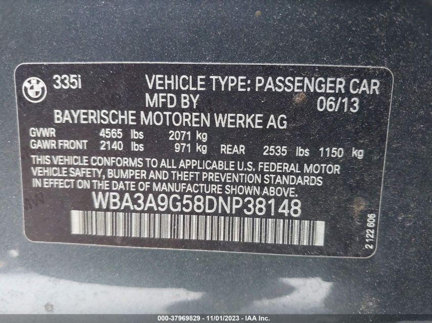 2013 BMW 335I - WBA3A9G58DNP38148