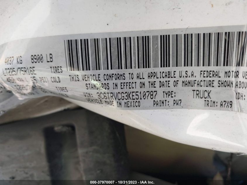 2019 RAM PROMASTER 2500 2500 HIGH 3C6TRVCG3KE510787
