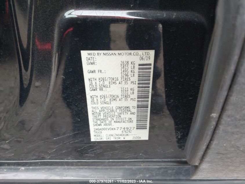 2019 NISSAN FRONTIER S/SV/SL/PRO-4X - 1N6AD0EV0KN774927