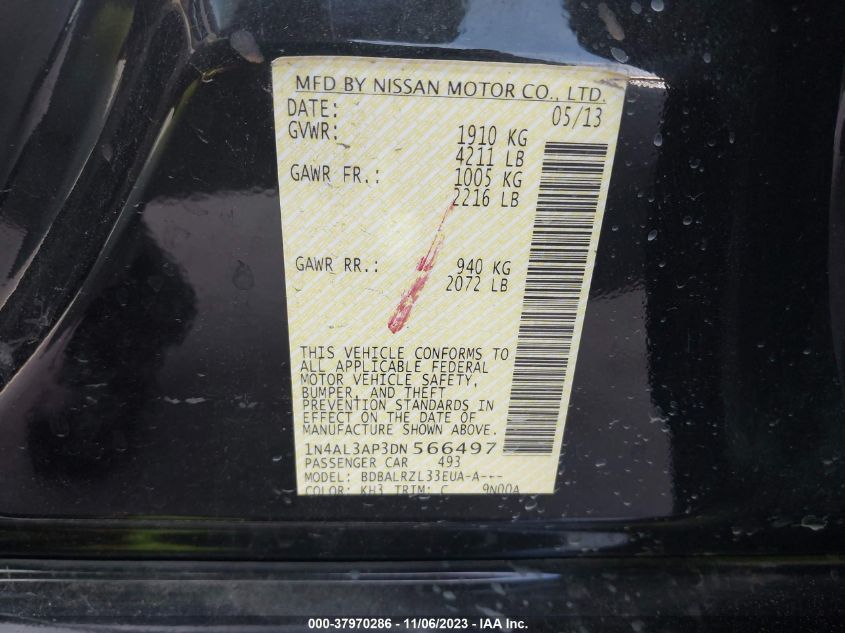 2013 NISSAN ALTIMA 2.5 S - 1N4AL3AP3DN566497