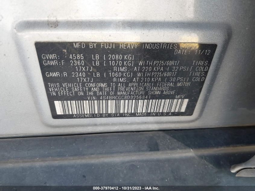 2013 SUBARU OUTBACK 2.5I PREMIUM - 4S4BRCGC8D3256841