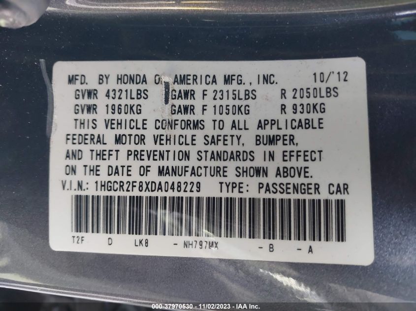 2013 HONDA ACCORD EX-L - 1HGCR2F8XDA048229