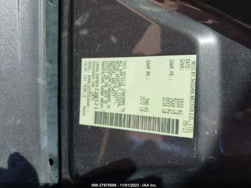 2014 NISSAN ALTIMA 2.5/S/SV/SL - 1N4AL3AP6EN222521
