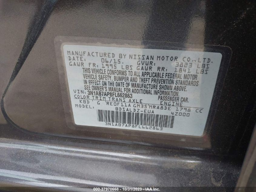 2015 NISSAN SENTRA S/SV/SR/SL - 3N1AB7AP8FL662863