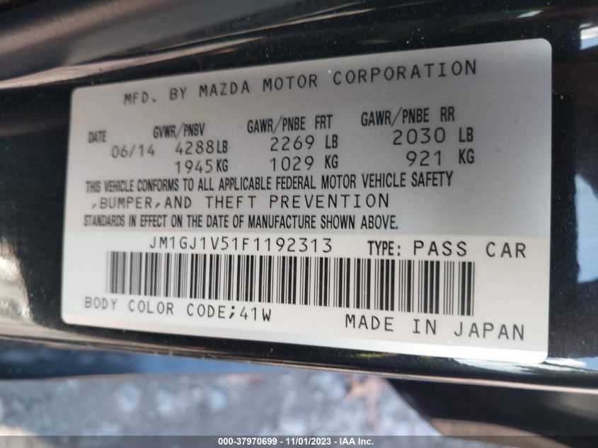 2015 MAZDA MAZDA6 I TOURING - JM1GJ1V51F1192313
