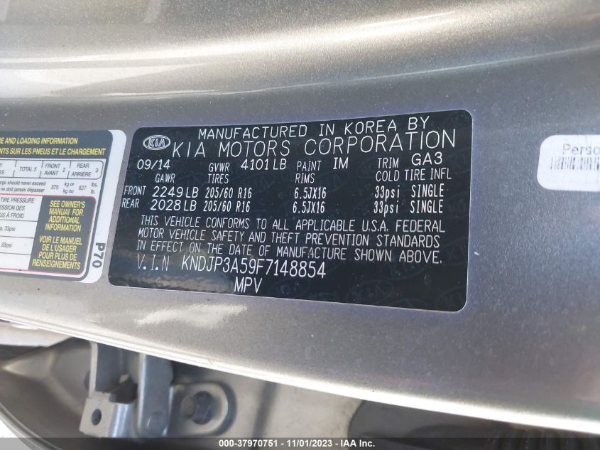 2015 KIA SOUL + - KNDJP3A59F7148854