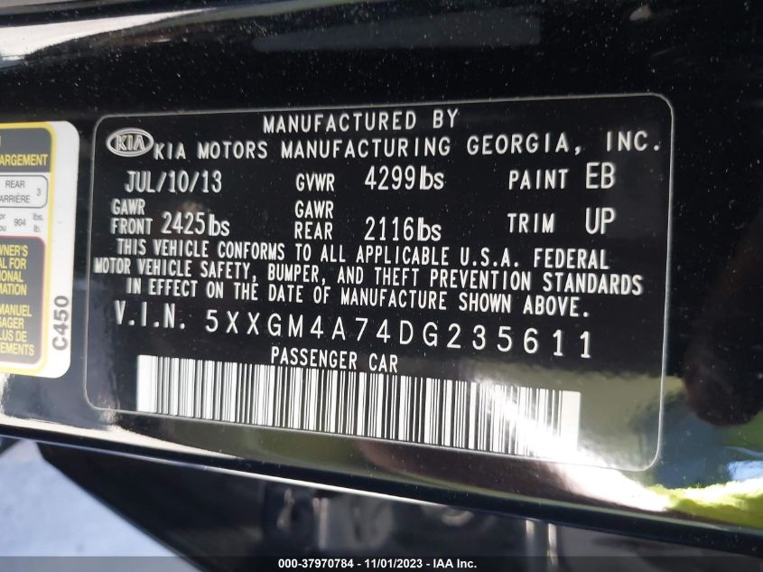 2013 KIA OPTIMA LX - 5XXGM4A74DG235611