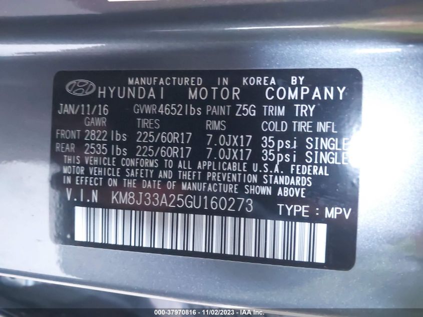 2016 HYUNDAI TUCSON ECO - KM8J33A25GU160273