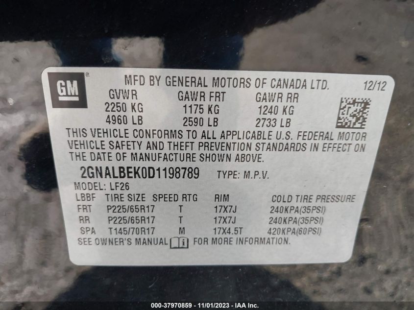 2013 CHEVROLET EQUINOX LS - 2GNALBEK0D1198789